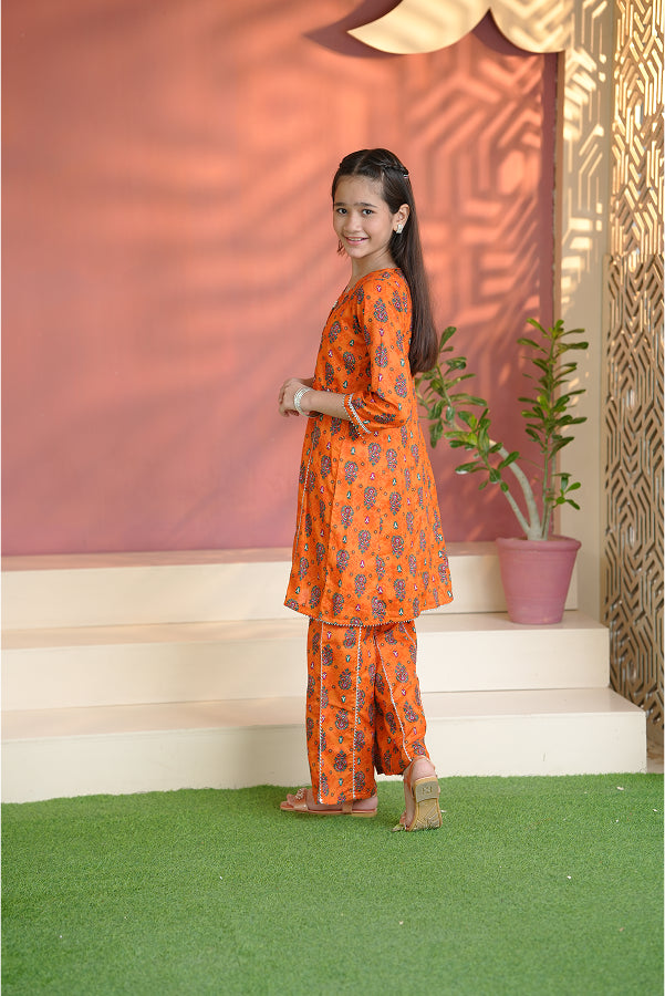 Marigold Paisley Dress (Orange)