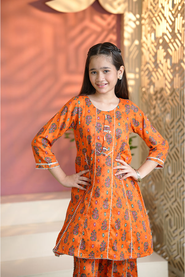 Marigold Paisley Dress (Orange)