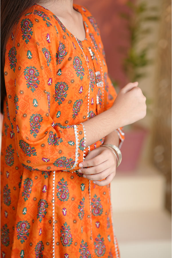 Marigold Paisley Dress (Orange)