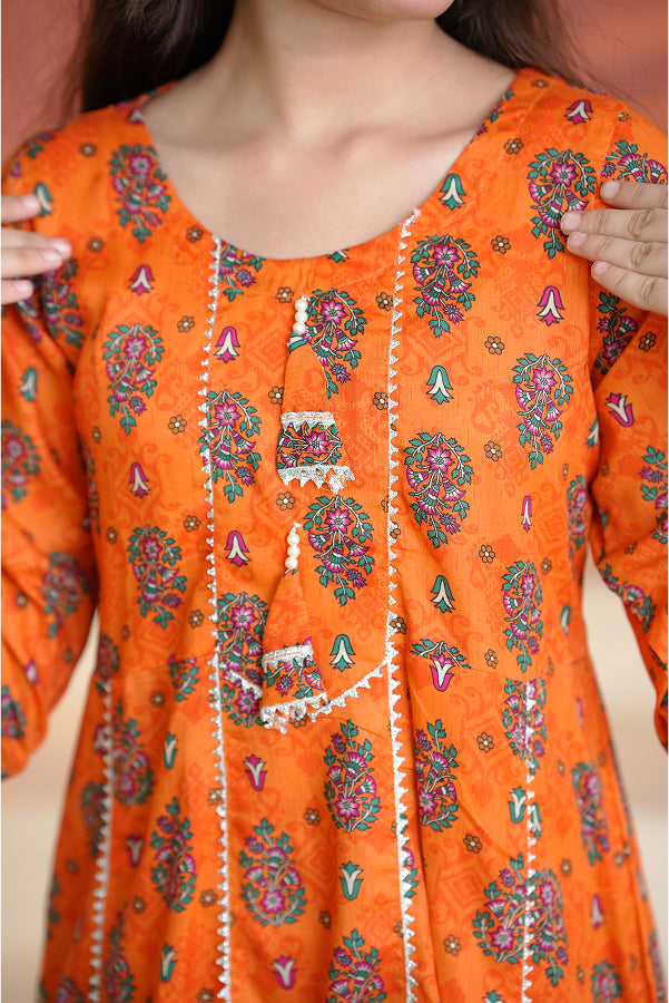 Marigold Paisley Dress (Orange)