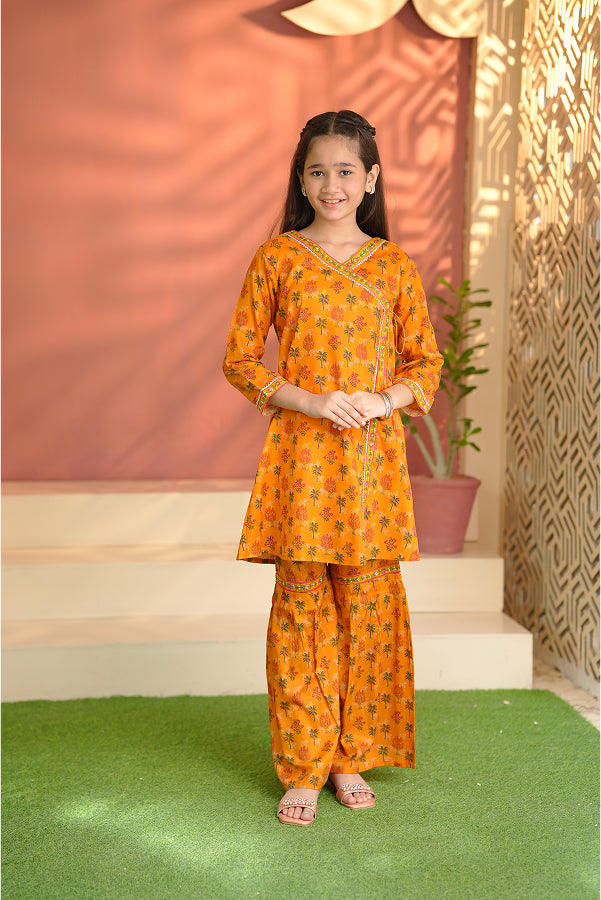 Bright Orange Floral Suit