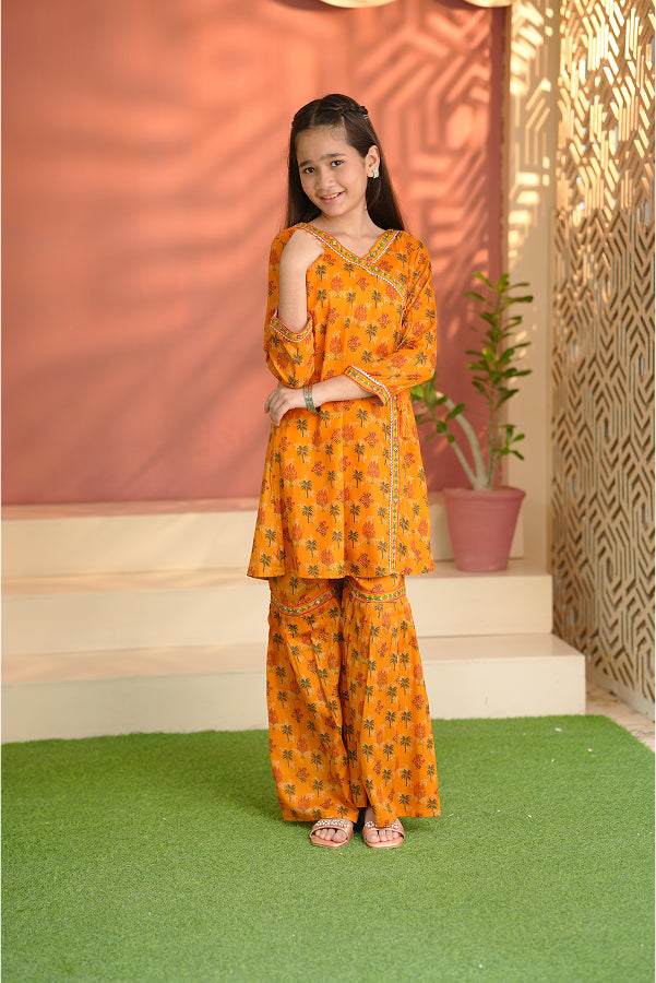 Bright Orange Floral Suit