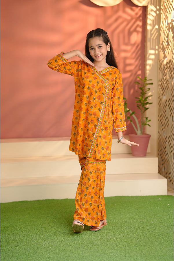 Bright Orange Floral Suit