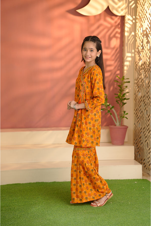 Bright Orange Floral Suit