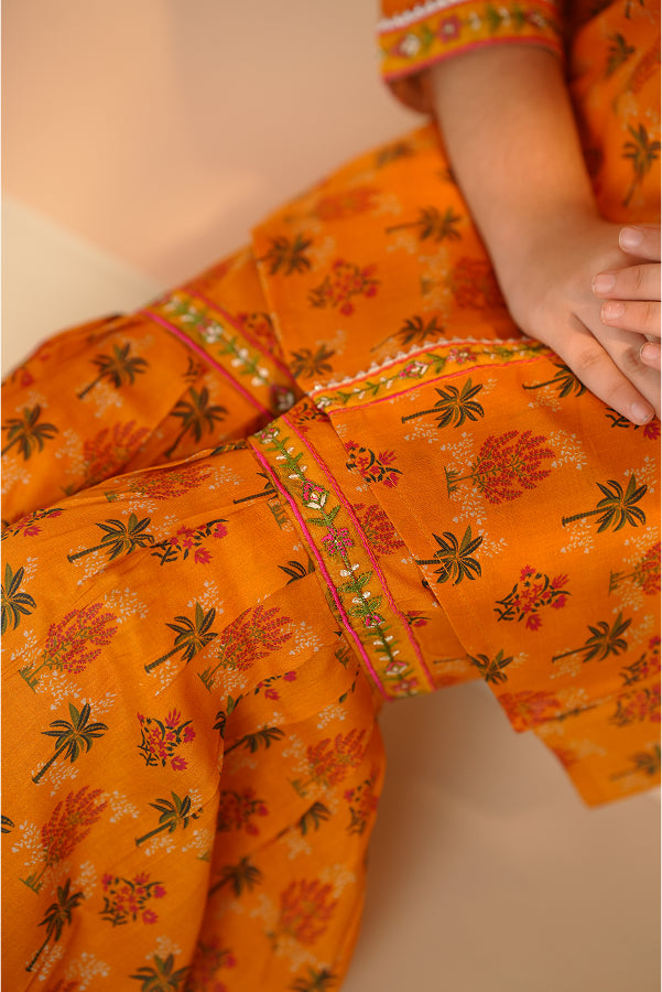 Bright Orange Floral Suit