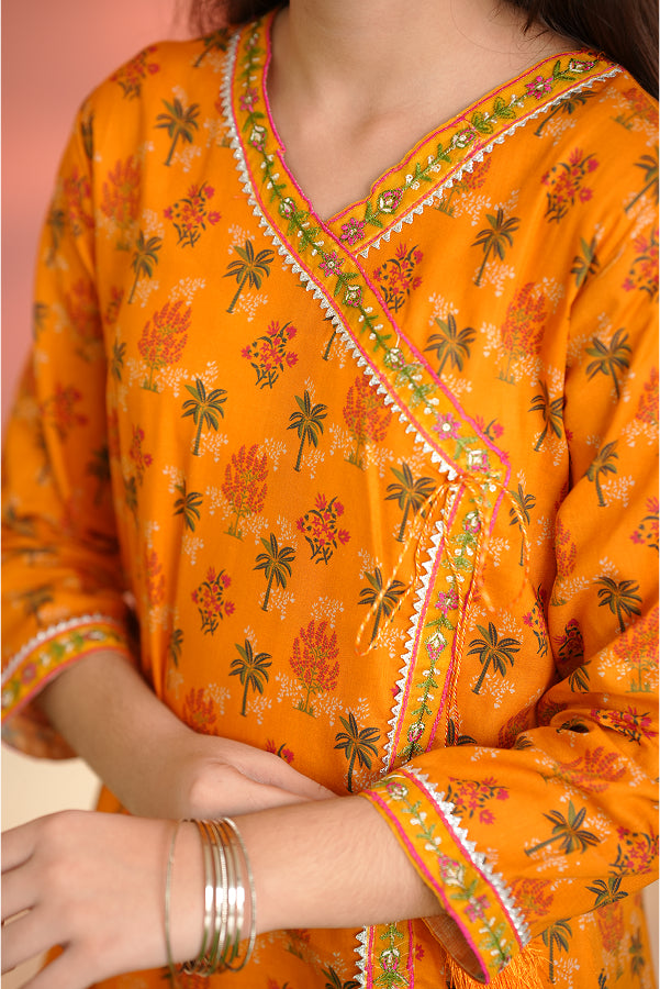 Bright Orange Floral Suit