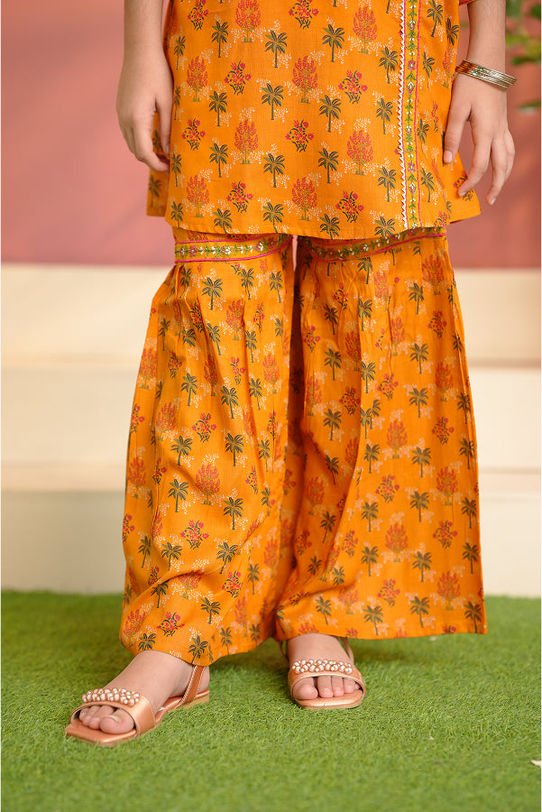 Bright Orange Floral Suit