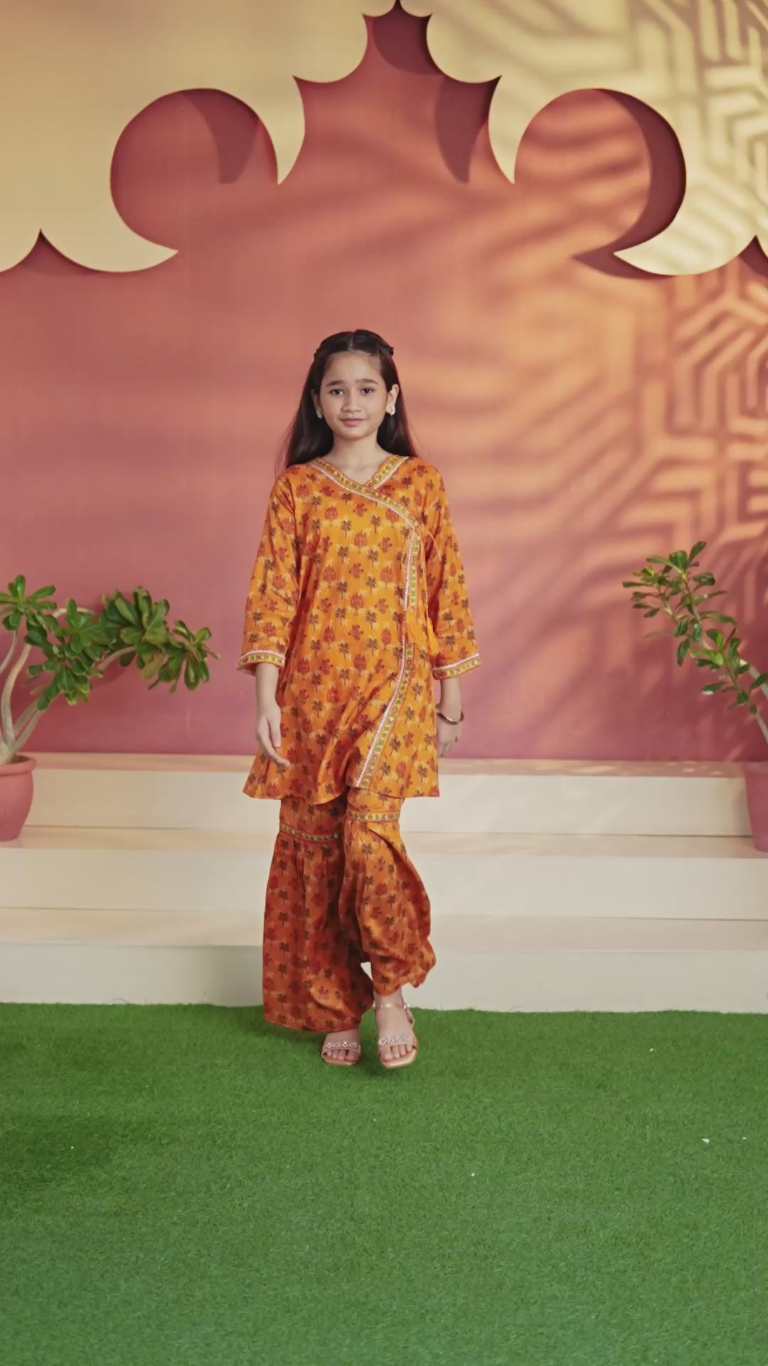 Bright Orange Floral Suit