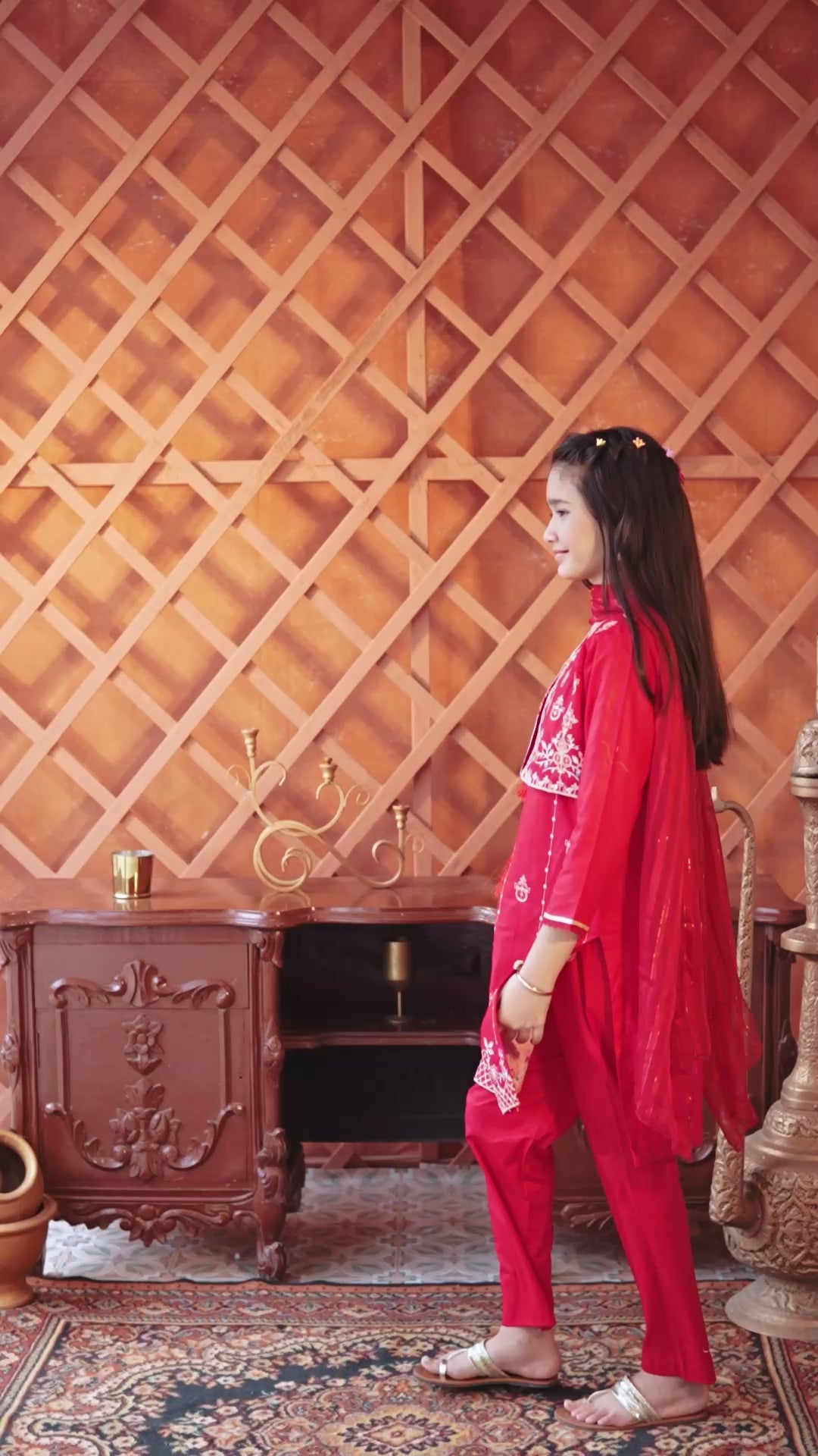 Coral Sparkle Suit (Coral/Red)